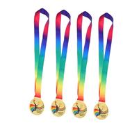 KOCKSHION 4pcs Basketball Gold Medals with Neck Ribbons Zinc Alloy Award Medals for School Tournaments Community Events Team Spirit Boost and Fade Resistant Sports Recognition