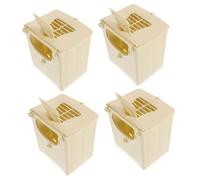 KOCKSHION 4pcs Bird Nest Breeding Box Plastic Abs Material Beige Easy Installation Spacious Interior Bird Cage Nesting House for Small Parakeet Budgie Finch Breeding