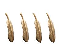 KOCKSHION 4pcs Brass Plume Shaped Keychain Pendants in Golden Colour Fine Workmanship, Multipurpose Decorative Tassels for DIY Making and Desktop Decor
