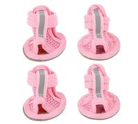 KOCKSHION 4pcs Pink Breathable Mesh Pet Dog Shoes with Flexible Sole for Summer Deck Use, Protecting Paws from Hot Pavement, Comfortable and Lightweight Sandals for Outdoor Activities