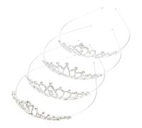 KOCKSHION 4pcs Silver Alloy and Rhinestone Crown Headbands and Students, Shiny and Delicate Hair Accessories, Anti-allergic and Rust-resistant, for Photography Props and Weddings