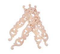 KOCKSHION 4pcs Unpainted Wood Carved Appliques Onlays Embossed European Vintage Corner Decals for Cabinet Door Decoration Wall Dresser DIY Project Beige Detailed Carved Flower Design