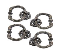 KOCKSHION 4pcs Vintage Antique Bronze Drawer Pulls, Retro Zinc Alloy Single Hole Bail Handles with Hollowed Floral Designs, Easy to Install Decorative Hardware for Wardrobe and Cabinet
