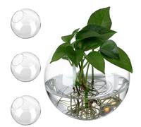 KOCKSHION 4pcs Wall Hanging Glass Flower Vases, Round-shaped Glass Planters Smooth Shiny Surface for Space-saving Plant Wall Decor, for Home and Restaurant Use