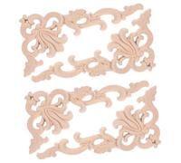 KOCKSHION 4pcs Wood Carved Decorative Appliques Unpainted Onlays for Furniture Wall Cabinet Bed DIY Easy Installation Woodcarving Decors