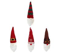 KOCKSHION 4pcs Xmas Gnome Wine Bottle Covers Festive Knit Wine Bottle Wraps for Christmas Party Decoration Holiday Table Ornament