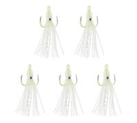 KOCKSHION 5pcs Luminous Angling Hooks with Strong Carbon Steel Design and Plastic Material for Effective Outdoor Fishing Lures Suitable for Sea Fishing and Night Angling