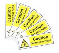 KOCKSHION 5pcs Watch Your Head Safety Signs Stickers Easy Application and Highly Visible Design, Made of Sturdy Pp and Paper Material, Suitable for Offices and Shops