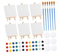 KOCKSHION 6 Sets Mini Painting Kit Small Canvas and Easel with Watercolor Paints Brushes and Palette Travel Friendly Art Supplies for All Skill Levels and Creative Activities