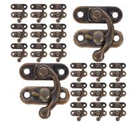 KOCKSHION 60pcs Vintage Iron Mini Latch Hook for Drawer and Keepsake Chest, Coffee Colour Decorative Clasp Lock with Secure Closure, for Crafts and DIY Projects