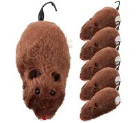 KOCKSHION 6pcs Wind-up Stuffed Mouse Toy Clockwork Cat Tease Pet Toys for Indoor Cats Plush Random Color