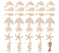 KOCKSHION 70pcs Unfinished Ocean Animals Wood Cutout Slices for DIY Crafts Double-Sided Graffiti Synthetic Material Wooden Pieces for Party Decorations and Home Decor