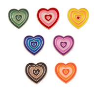 KOCKSHION 7pcs Heart Shaped Alloy Brooch Pin with Rainbow Gradient Design, Fashionable and Versatile Decorative Accessory for Festival Clothing, Featuring Romantic Love Theme Random Color