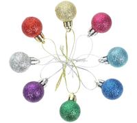 KOCKSHION 80pcs Mini Glitter Christmas Ball Ornaments Plastic Reusable Hanging Decorations for Christmas Tree and Wreath, Not Easy to Deform, Multi-colour Festive Xmas Baubles Random Color