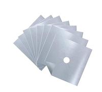 KOCKSHION 8pcs Reusable Stove Burner Gas Range Protector Liners for Non-stick Hob Protectors Precut Center Silver Gas Cooker Mat Pad