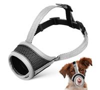 KOCKSHION Adjustable Dog Mouth Cover for Dogs between 14 and 20 Kg, Silver Polyester Muzzle with Breathable Mesh, Prevents Barking, for Visiting the Vet and Grooming, Size L