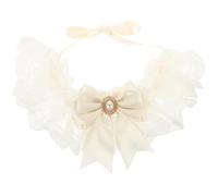 KOCKSHION Adjustable White Cotton Puppy Collar for Dogs and Kittens, Decorative Photo Clothing Accessory with Stylish Design, for Taking Photos and Birthday Parties
