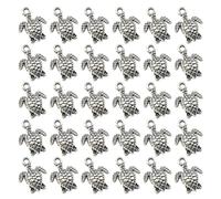 KOCKSHION Alloy Sea Turtle Pendant Charms with Fine Workmanship 50pcs for Jewelry Making, Silver Colour for Sweater Chain and Cosplay Style Costume Accessories