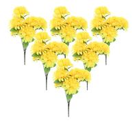KOCKSHION Artificial Tribute Flower Bouquet Cemetery Chrysanthemum Flowers 6 Bundle Silk and with Longevity and Durability for Grave Decoration