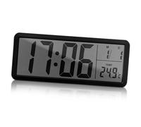 KOCKSHION Battery Operated Digital Wall Clock with Clear LED Display Real Date and Temperature Monitor Automatic Update Elegant Wall Mounted Electronic Clock for Living Office Bedroom Decor
