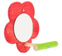 KOCKSHION Bird Mirror with Red Plum Blossom Perch Stand for Parakeet Budgie Small Size Bird Cage Accessory Stress Relief Interactive Plaything