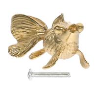 KOCKSHION Brass Cabinet Knobs Animal Dresser Knobs Goldfish Shape with Decorative Effect and Portable Design for Kitchen and Drawer Use, Golden Finish, Delicate Design