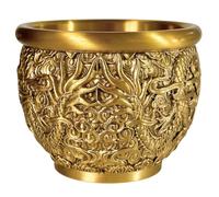 KOCKSHION Brass Treasure Wealth Bowl with Dragon Pattern, Decorative Offering Bowl for Home and Office Decoration, Small Object Storage and Ashtray Use, Chinese Style Artistic Traditional