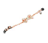 KOCKSHION Cat Collar Decorative Pet Accessory White Adjustable with Bell and Bow Tie, Cloth Material Stylish Neckband Unique Pattern for Kittens and Puppies for Daily Use