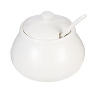 KOCKSHION Ceramic Sugar Dispenser with Spoon Elegant White Sugar Holder for Kitchen Seasoning and Coffee Bar Versatile Spice Container for Home Dining and Restaurant Use