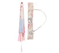 KOCKSHION Chinese Style Silk Cloth Tassel Umbrella 82cm Pink Sakura Dance Prop Photography Posing Art Parasol with Carry Bag for Classical Festival Decor
