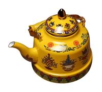 KOCKSHION Enamel Home Tea Kettle with Ceramic Handle, Safe Heating Tool for Kitchen Use, Artistic and Antique Style Teapot for Tea Lovers and Daily Home Serving