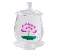 KOCKSHION Glass Lotus-Design Offering Cup for Buddhist Temple Water Use, Multipurpose and Easy to Carry Decorative Glassware for Worship and Holy Water in Temples