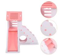 KOCKSHION Hamster Hideout with Ladder and Slide, Small Animal Set with DIY Teeter-totter Swing, Pink and White Hamster Sleeping House for Pets Exercising and Hiding
