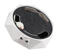 KOCKSHION Interactive Electronic Mouse Pet for Kitten and Pet Cat, White Abs Material with Burrowing Mouse Action Simulating Hunting Experience, Powered by 3 X Aa Batteries for Indoor Play