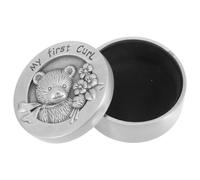 KOCKSHION Keepsake Box for First Curl Storage Stainless Steel Baby Curl with Smooth Surface Round Shape, Metal Fetal Hair Collection Container for Boys and Girls