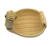 KOCKSHION Khaki Rattan Storage Box with Wearable Design, Multi-function Small Plastic Tea Box Storage for Dried Fruit and Candy, for Entertaining Guests and Party Use