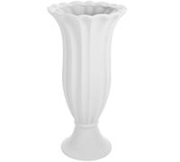 KOCKSHION Large Gray-white Roman Column Ceramic Flower Pot Ornament for Graveyard Memorial, Decorative Cemetery Vase Urn Planter for Outdoor Grave Decoration