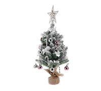 KOCKSHION Mini Flocked Christmas Tree Figurine Silver Small Tabletop Holiday Decoration for Desk Office Home Compact Space Saving Xmas Table Decor Without Lights