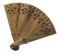 KOCKSHION Mini Green Sandalwood Folding Fan Keychain Ornament Unique Car Bag Hanging Decoration Durable Craftsmanship Practical Eye Catching Accessory for Daily Use