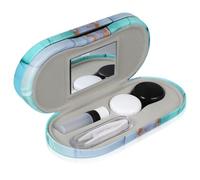 KOCKSHION Multi-use Double Layer Glasses Case with Mirror and Tweezer Pu Contacts Holder for Daily Travel and Home