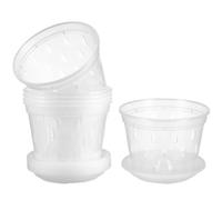 KOCKSHION Nursery Plant Pots Plastic 5 Sets with Multiple Drainage Holes Planter Saucer Lightweight and Easy to Maintain for Indoor and Outdoor Plants and Vegetables