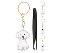 KOCKSHION Pet Hair Memorial Keepsake Box with 4 Plush Locks and Tweezers - 5pcs Dog Hair Collector Keychain for Pet Owners, Memorial Storage for Fur Souvenir