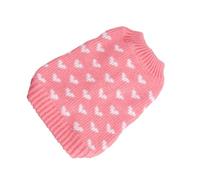 KOCKSHION Pink Heart Pattern Easily Put and Take off Pet Costume Knitting Sweater for Dogs Acrylic Fibres Warm Winter Sweater Suitable for Autumn and Taking Photos