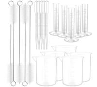 KOCKSHION Plastic Measuring Beaker and Cylinder Set with Pipettes 5 Ml and 100 Ml Capacities, Pp Plastic Material, Standard Scale Lines, Round Bottom Base for Kitchens and Laboratory