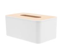 KOCKSHION Rectangular Tissue Box Holder Cover in White, Simple Style with Wood and Pp Material, Fits Standard Size Tissue Boxes, No Burrs, for Living Room Or Bedroom Use