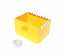 KOCKSHION Removable Yellow Rabbit Food Feeder Bowl with Bolt Holder for Cage, Square Plastic and Stainless Steel Pet Cage Food Bowl with Corrosion Resistance for Small Animals