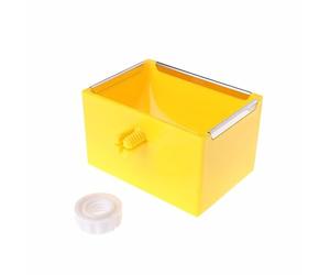 KOCKSHION Removable Yellow Rabbit Food Feeder Bowl with Bolt Holder for Cage, Square Plastic and Stainless Steel Pet Cage Food Bowl with Corrosion Resistance for Small Animals