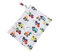 KOCKSHION Reusable Waterproof Baby Diaper Pouch for Outdoor Use Single Zipper Blue Car Pattern Portable Infant Storage Bag for Travel and Nursery