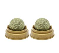 KOCKSHION Rotatable Catnip Ball Designed to Clean Teeth for Cats 2pcs with Plastic and Mint Material, Spherical Shape to Lick and Play Suitable for Indoor Cats