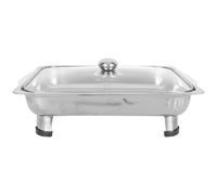 KOCKSHION Serving Tray and Rounded Corners Rectangular Stainless Steel with Visual Cover Four-Leg Buffet Dish to Prevent Displacement, for Buffets, Banquets, and Dinner Events